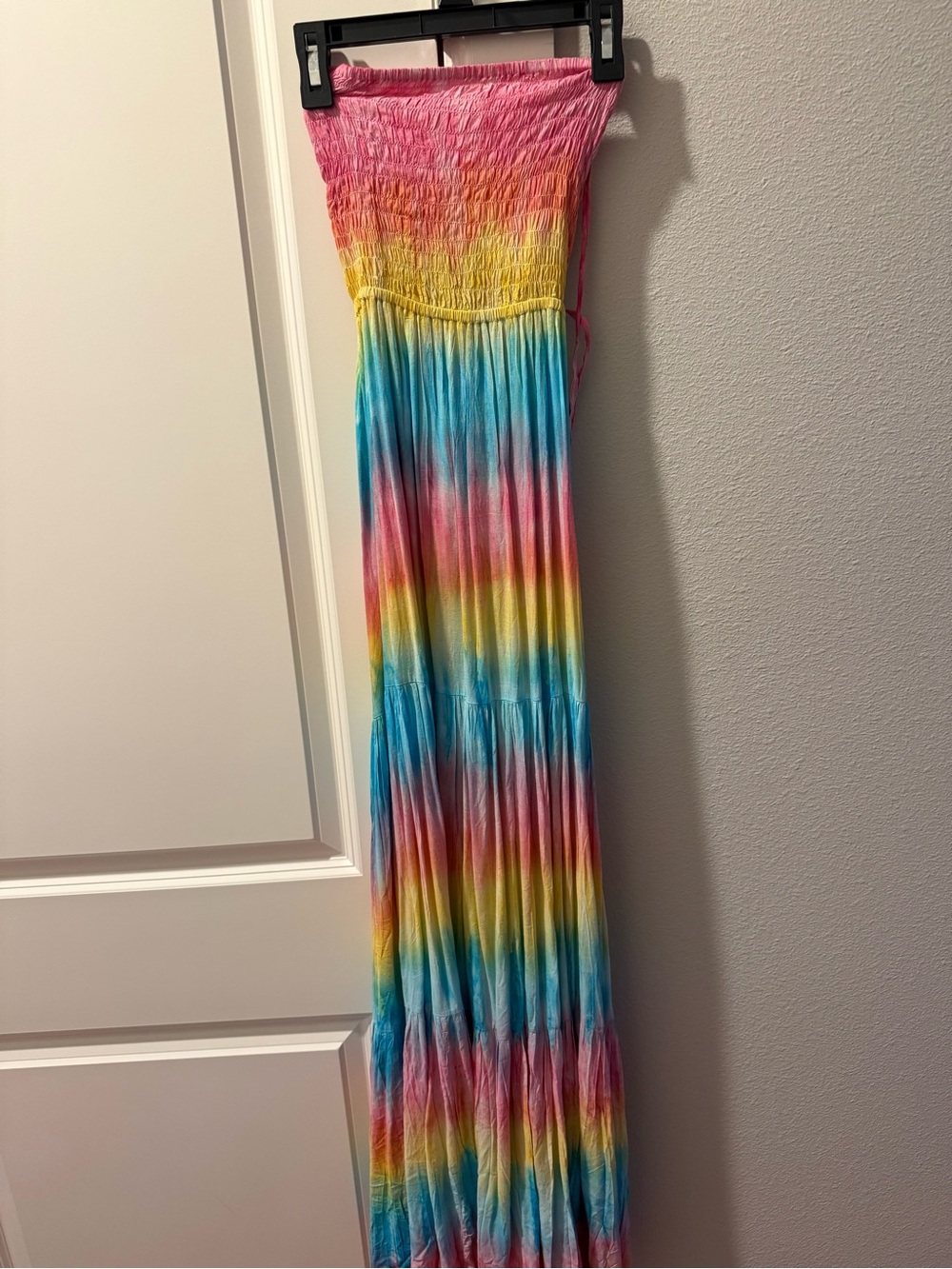 Tiare Hawaii Rainbow Strapless Maxi Dress - Pink, Yellow, Blue
